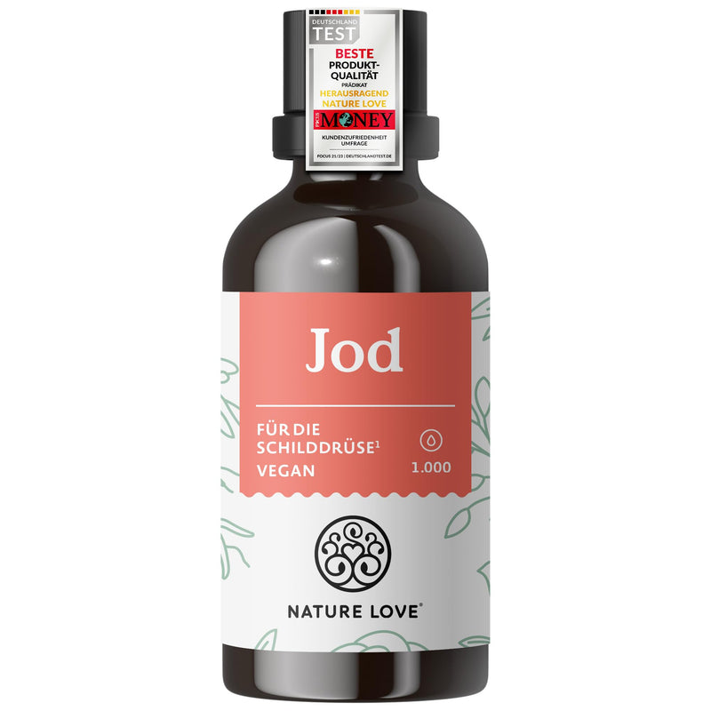 [Australia] - NATURE LOVE® Iodine drops for the thyroid - 150µg 50ml - alcohol-free and vegan - tasteless, highly bioavailable - high dosage & laboratory tested 