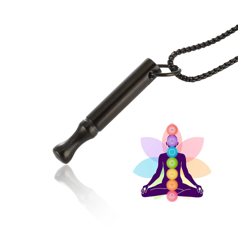 [Australia] - YueJieSelected smoking cessation aid, stainless steel quit smoking necklace, original smoking cessation breathing necklace, anti-smoking breathing chain, stress-relieving against anxiety breathing necklace black 