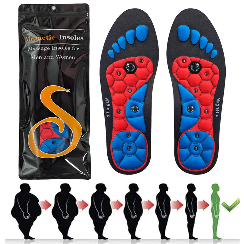 [Australia] - Magnetic insoles original, magnetic shoe insoles acupuncture, shoe insoles orthopedic for men and women, reflexology acupressure insoles red 36-40 