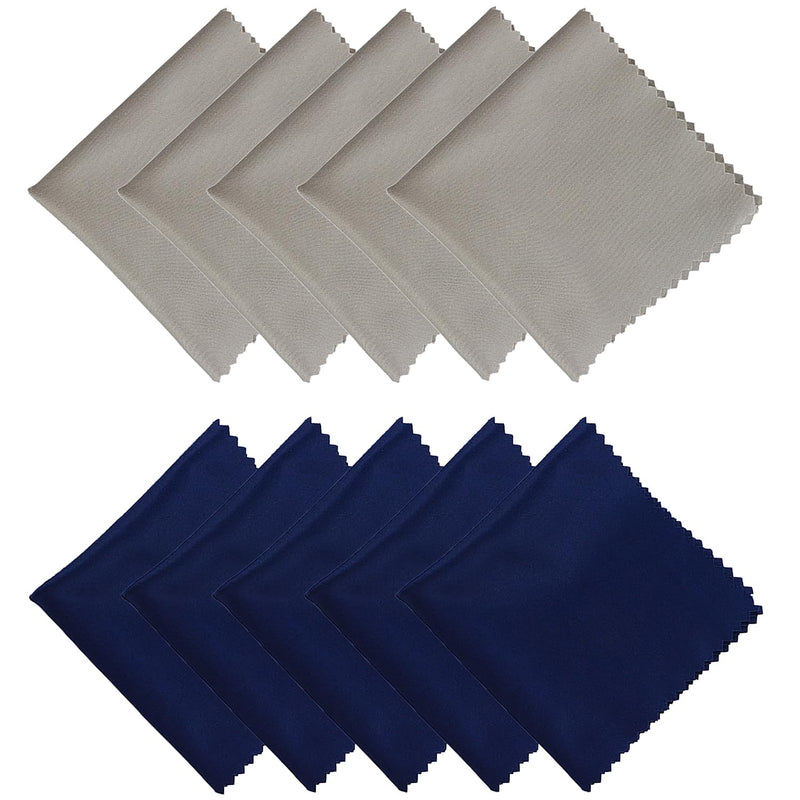 [Australia] - YPYMOD Pack of 10 glasses cleaning cloths, 15 x 18 cm, high-quality glasses cleaning cloth for cameras, lenses, glasses, screens, tablets (5 light gray + 5 dark blue) 