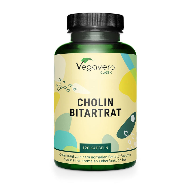[Australia] - Choline bitartrate capsules | High dose: 1400 mg choline bitartrate per day | 4 month supply | German production | Laboratory tested | Without additives | 120 pieces | Vegan from Vegavero® 