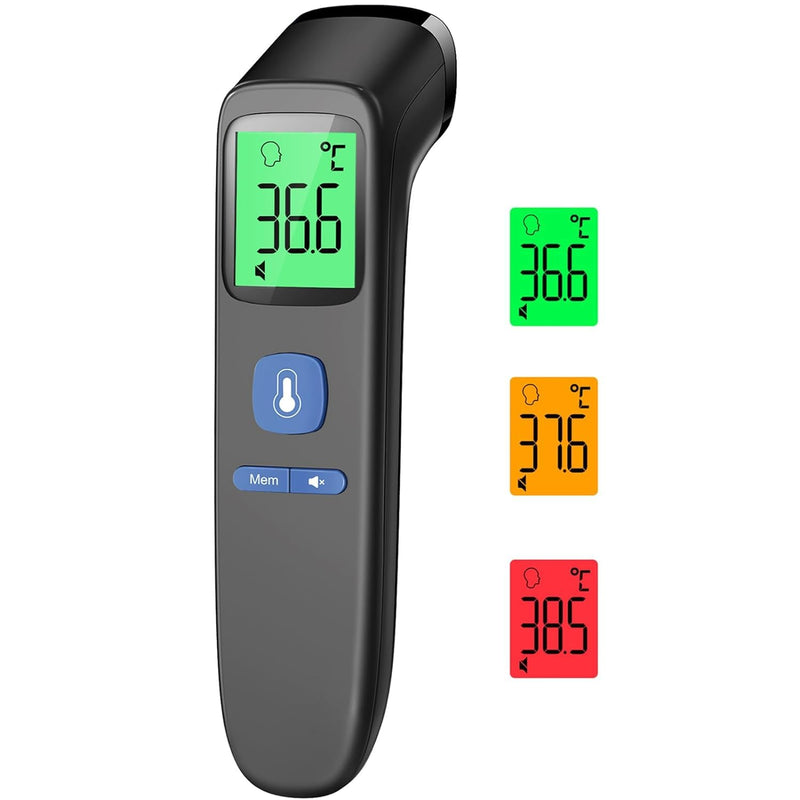 [Australia] - Fever Thermometer for Babies, Children and Adults, Contactless Forehead Thermometer, Digital Infrared Thermometer with Instant Accurate Readings, Fever Alarm and 35 Memory Recall - LCD Black LCD Black 