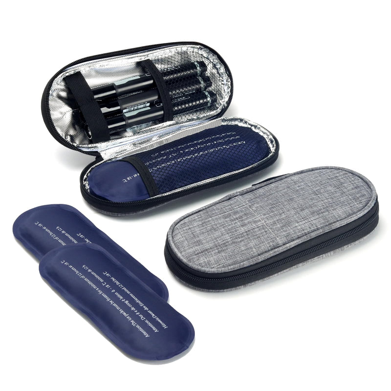 [Australia] - roargy Portable Diabetic Medication Cooler Bag Insulin Carry Bag with 2 Ice Packs Gray Diabetic Cooler Bag 