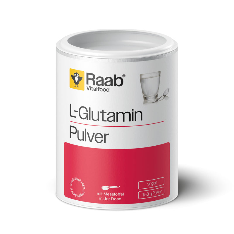 [Australia] - Raab Vitalfood® L-Glutamine powder (150 g) - without additives, highly pure from fermentation, with measuring spoon for perfect dosage, only 9 g glutamine powder per day, vegan 