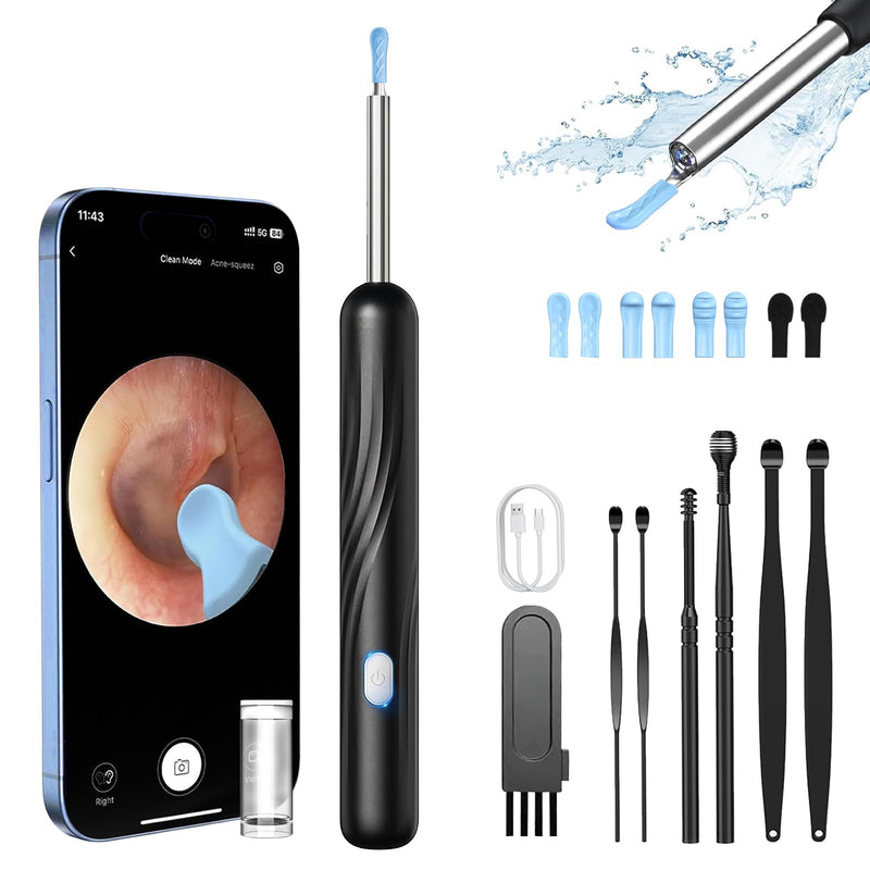 [Australia] - Earwax Remover Otoscope, 1080P Wifi Ear Cleaner Camera, IP67 Waterproof Ear Mirror 360° Wide Angle Ear Cleaner Otoscope Ear with 3.5mm Lens and 6 LEDs for iPhone, iPad and Android, Smartphones 