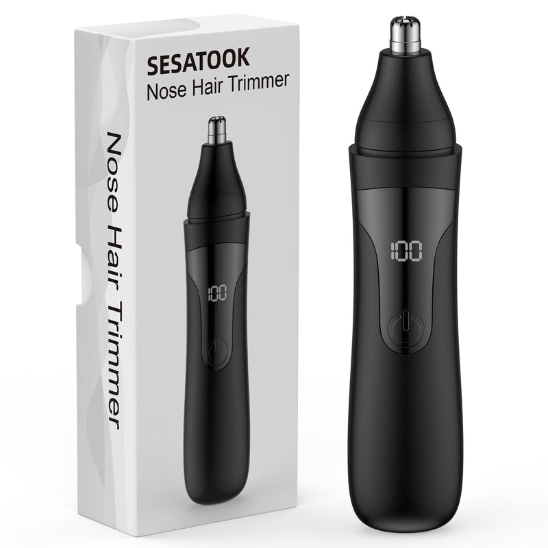 [Australia] - Nose Hair Trimmer, Rechargeable Professional Painless Nose Trimmer for Ears and Eyebrows, with Double Blades, Easy to Clean and Wash (Black) Black 