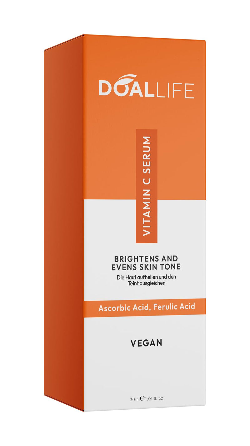 [Australia] - Vitamin C serum for the face (20%) - brightening, evening out skin tone, against skin blemishes, wrinkle reducer, contains ferulic acid and high dose of vitamin C - vegan - DOALLIFE (1) 30 ml (pack of 1) 