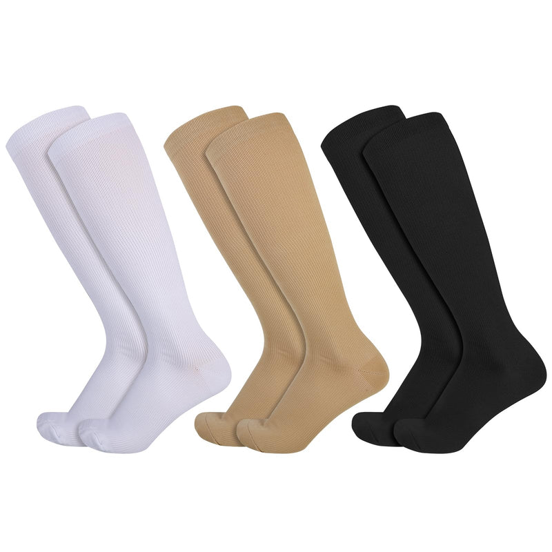 [Australia] - Utensilsto 3 pairs of medical compression stockings for men and women 20-30 mmHg, knee socks, long compression socks, compression socks for running, flight, sports, travel, pregnancy, S/M 