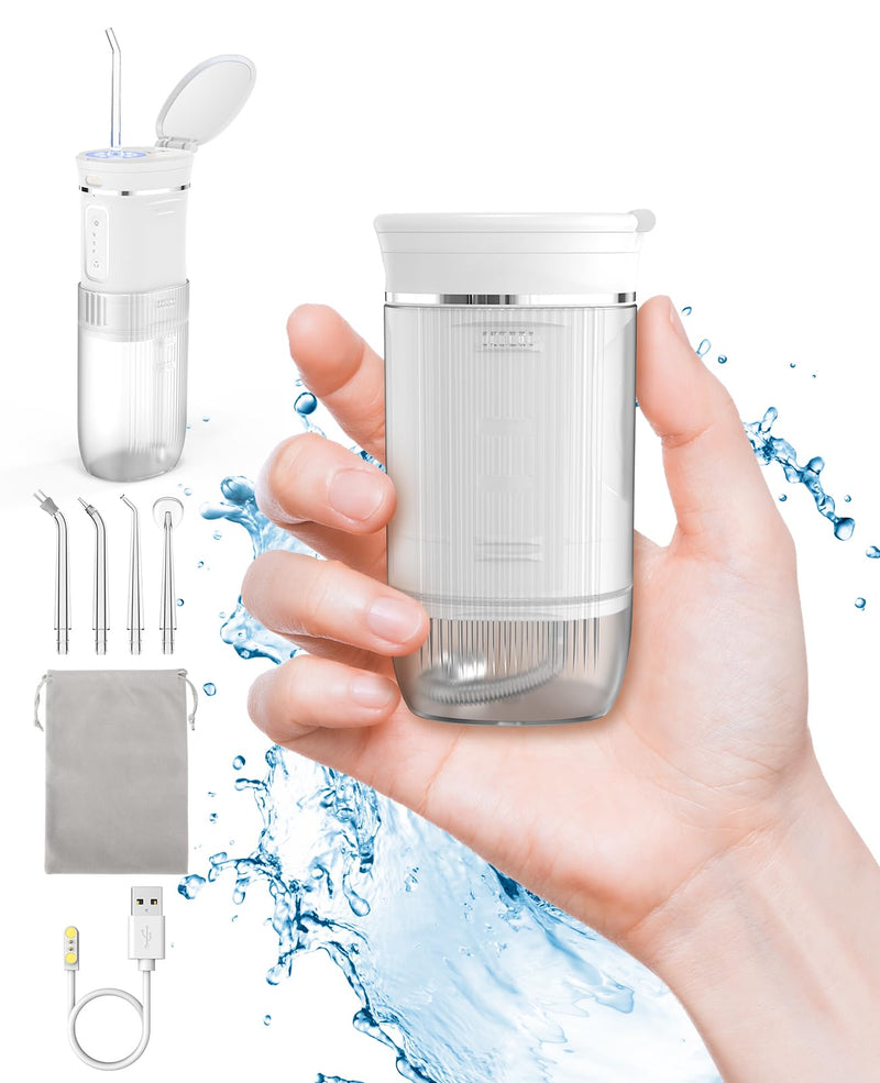 [Australia] - Travel Oral Irrigator, Portable Water Teeth Cleaning Wireless, 200ml Extendable Water Tank, IPX7 Waterproof, 3 Modes Water Flosser Electric Oral Irrigator for Travel and Vacation 