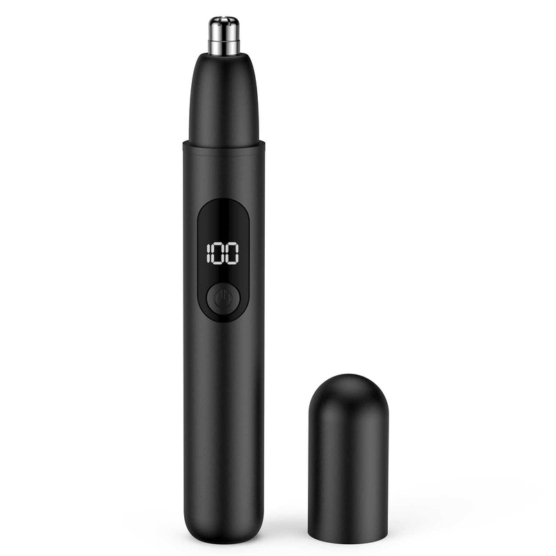[Australia] - Nose Hair Trimmer, Rechargeable Wireless Ear Eyebrow Trimming Tool Dual Edge Blades Shaver Easy Cleaning with LED Light for Man Woman Black 