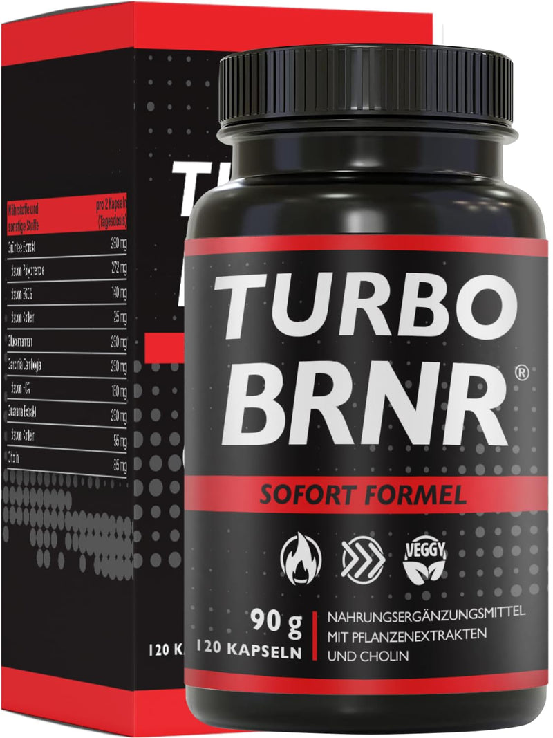 [Australia] - BRNR TURBO BRNR Instant Metabolism Formula with Choline, Green Tea Extract, Glucomannan, Garcinia Cambogia, Guarana, 120 Capsules 