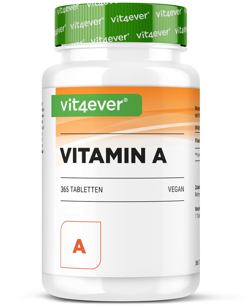 [Australia] - Vitamin A - 10,000 IU (3000 µg) - 365 tablets - Alternative to capsules - High-dose retinyl acetate - Without unwanted additives - Eyes, skin, immune system - Vegan 