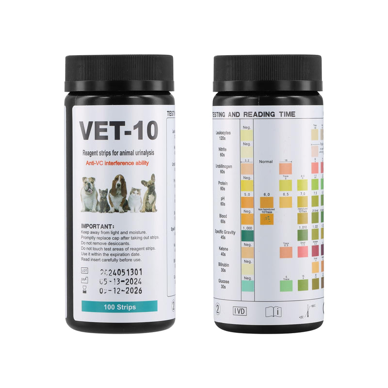 [Australia] - Amexo 100 strips urine test strips pet rapid test ketosis test strips for 10 indicators urine analysis household for cats and dogs urine test strips urinary tract infection 