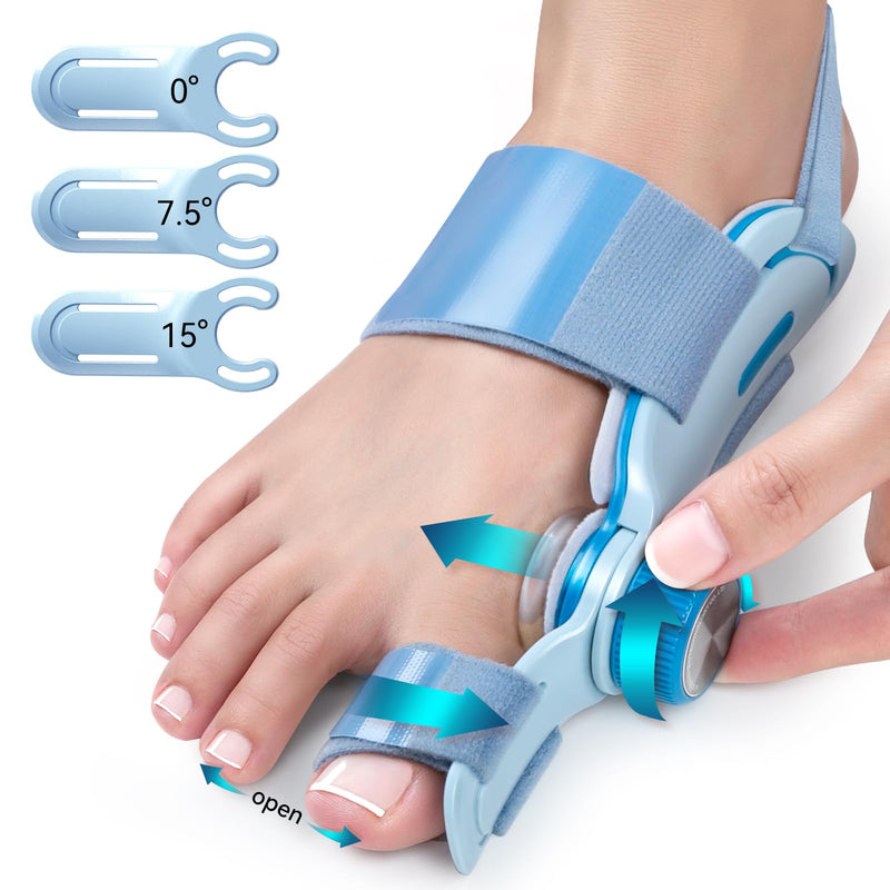 [Australia] - Tech Love Hallux Valgus Correction Fixation Plate Upgrade Hallux Valgus Bunion Toe Corrector with 3 Different Mounting Angles Hallux Valgus Splint for Toes Day and Night Unisex Blue 