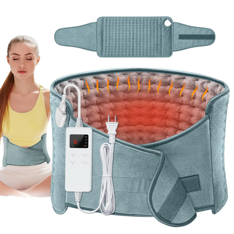 [Australia] - Aasonida Heating Pad for Back Pain, Electric Heating Pad with 6 Heating Options, Heat Pad for Back Neck Shoulder Belly Soft Flannel Surface 