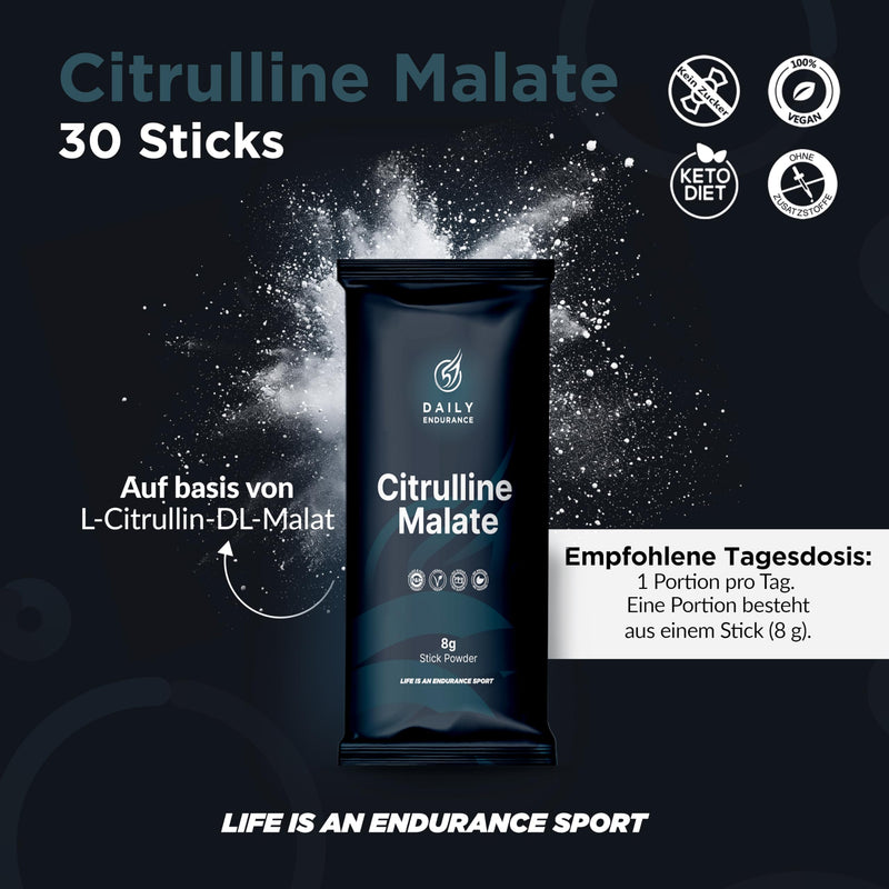[Australia] - Daily Endurance - Citrulline Malate 2:1 Powder L-Citrulline High Dose - 30 Sticks 240g - Amino Acid Citrulline Malate Powder - Highest Purity - No Additives 