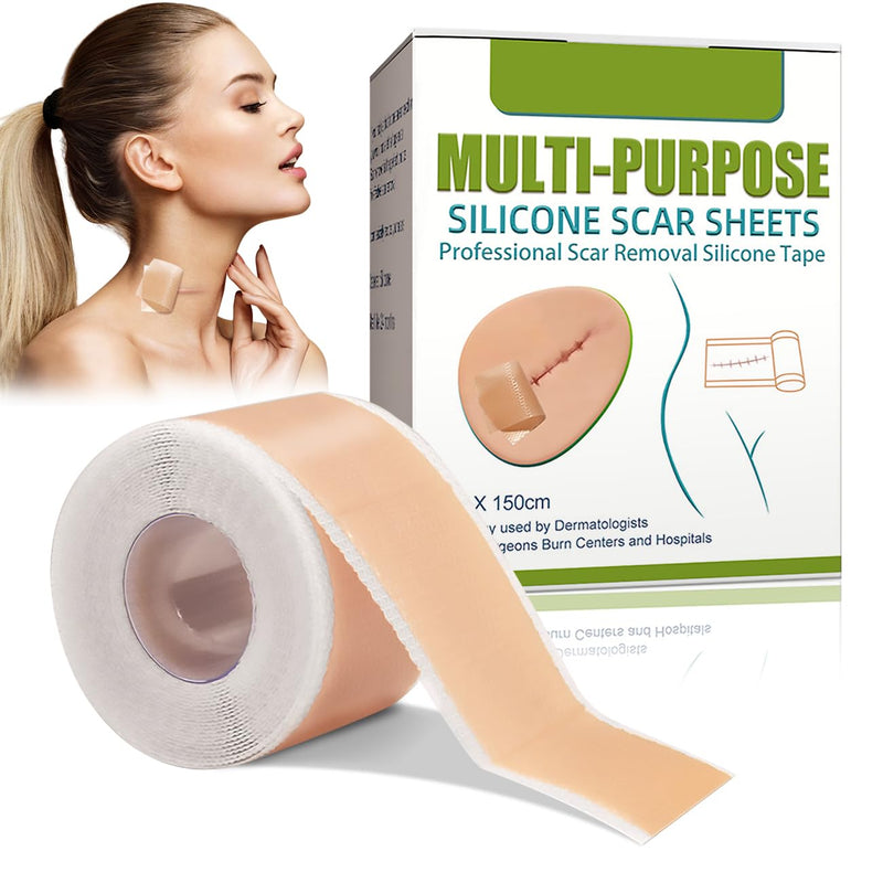 [Australia] - Scar plaster, silicone plaster for scars, silicone scar tape, reusable silicone scar plaster, medical scar treatment for all skin types, safe and effective (4 cm x 150 cm roll) colour 