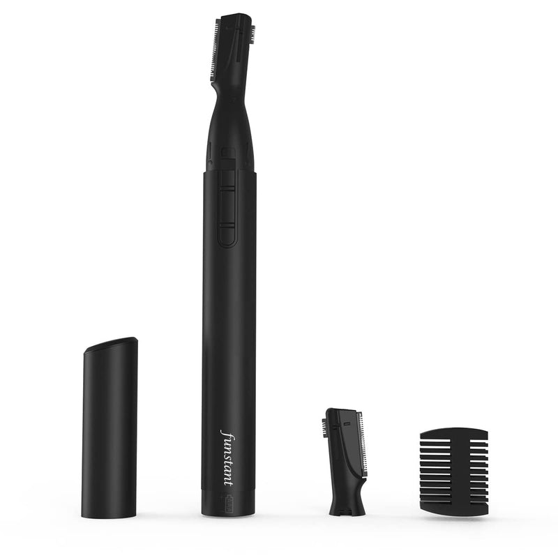 [Australia] - Funstant Eyebrow Razor for Men, Electric Precision Trimmer, Battery Operated, Facial Hair Trimmer for Eyebrows & Face, Pain-Free, Pull-Free, with Comb for Gentle Shaving Charcoal Black 