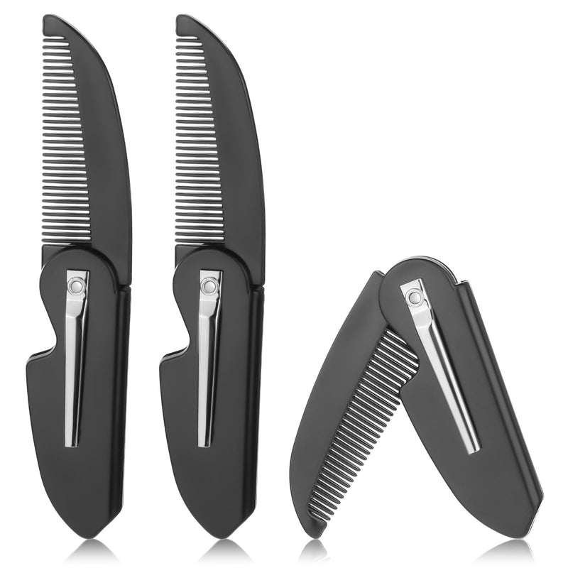 [Australia] - Beard Comb Pack of 4 Foldable Beard Comb Men Foldable Cord Folding Comb, Beard Comb, Pocket Comb, Portable Styling Hair Comb, Daily Care for Styling Hair Beard 