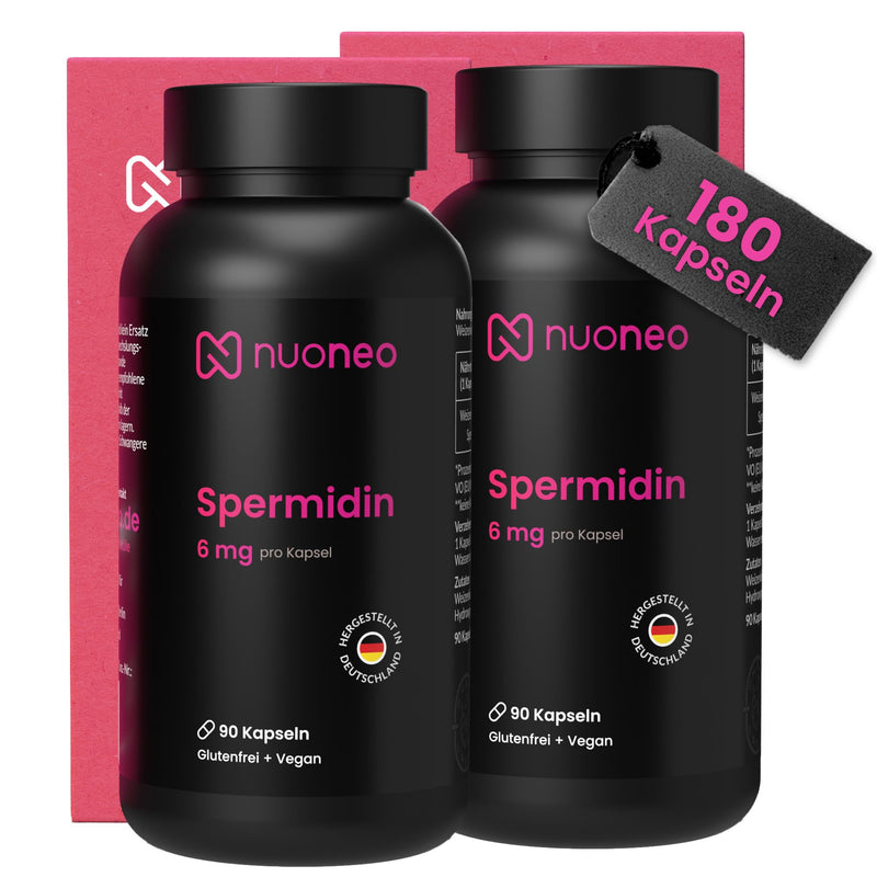 [Australia] - Spermidine capsules high dosage 6 mg per capsule - made in Germany (2 x 90 pieces) supply for 6 months - wheat germ powder gluten-free 6 mg Spermidine 90 pieces (pack of 2) 