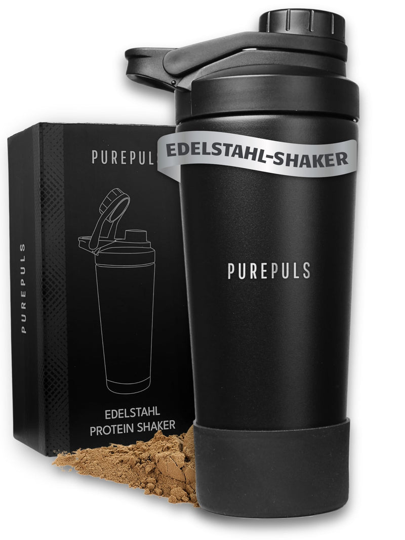 [Australia] - PUREPULS NEW Protein Shaker Stainless Steel 750ml | Leak-proof protein shaker | Insulated Thermo Fitness Shaker for Protein Shakes & Sports Drinks | Stainless steel shaker perfect for every athlete in the gym 