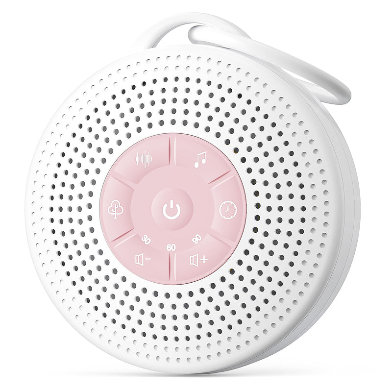 [Australia] - White Noise Machine Baby, sleep aid for babies with 2000 mAh battery, portable sound machine for adults, 21 soothing sounds, white noise sound machine with child safety lock for stroller swings (pink). 