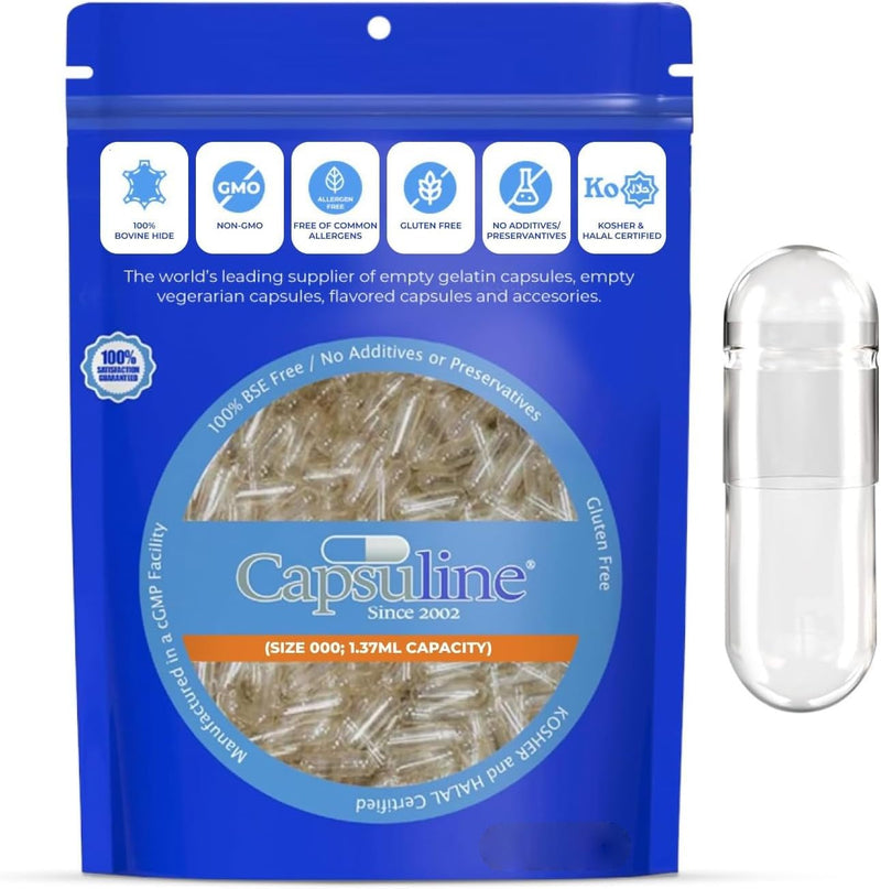 [Australia] - Capsuline Empty gelatin capsules, size 000, transparent, 500 pieces 