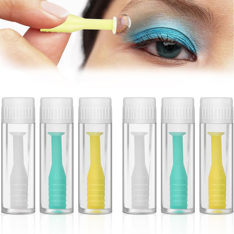 [Australia] - AFCJLTO Pack of 6 Silicone Lens Suckers for Hard & Soft Contact Lens Removal - Easy to Use with Contact Lens Removal Tool - Green, Yellow, White 