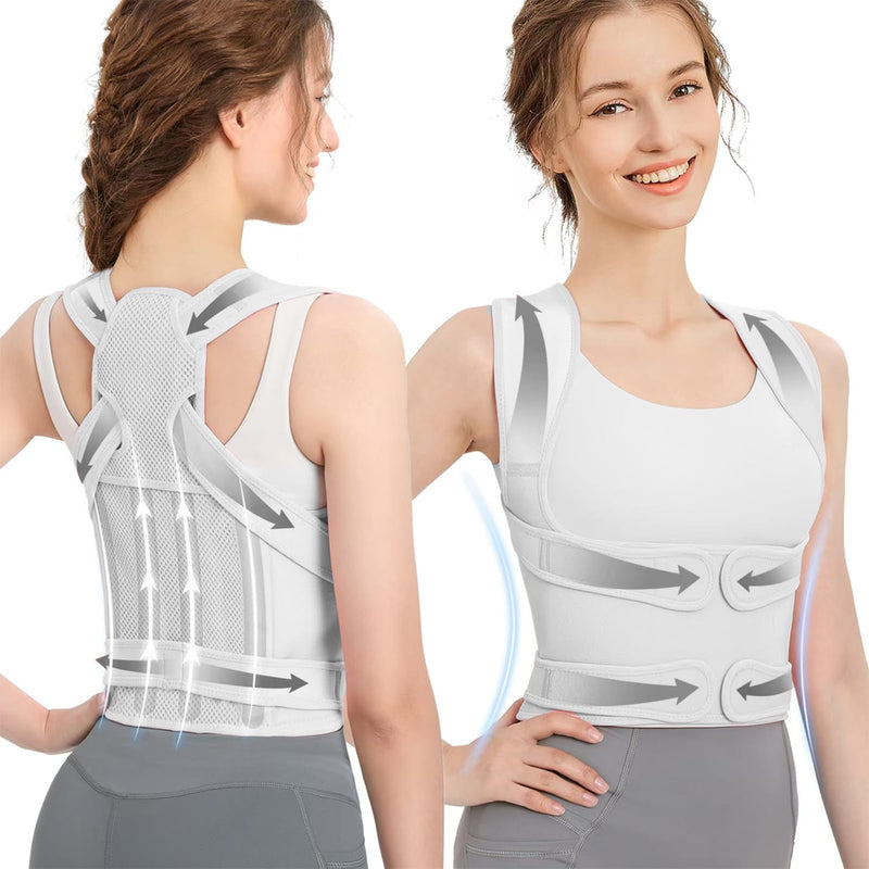 [Australia] - DAILIENFUS Back Straightener, Posture Correction Back Women and Men Adjustable Posture Correction Strap Breathable Back Posture Corrector-Adjustable Straight Posture Trainer (Grey, M) Grey 