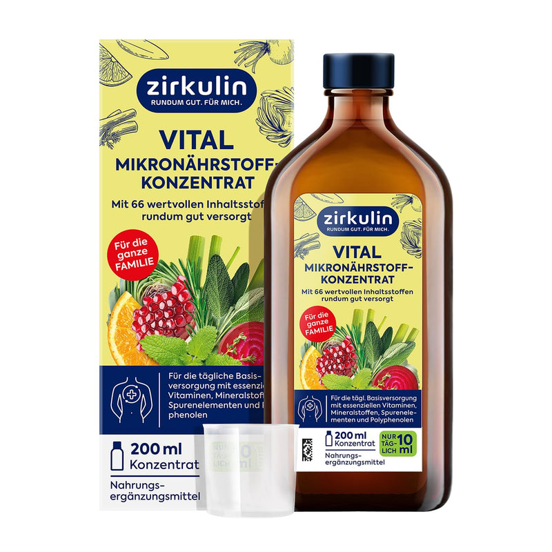 [Australia] - Zirkulin Vital micronutrient concentrate (200ml) - 20 day range - 66 vital substances from fruit, vegetables and herbs - high organic content and valuable polyphenols - vitamins and minerals for the family 200 ml (pack of 1) 