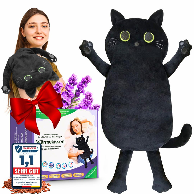 [Australia] - Heatbelle Empower® Grain Pillow, Cozy Heat Pillow, Microwave Safe, Washable Cover, Animal Cat Ideal for Tension and Cramps Gifts for Women, Girls and Children 