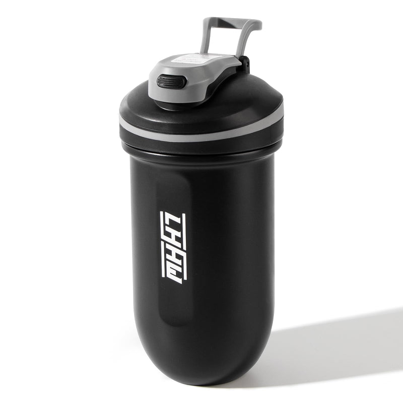 [Australia] - LHHW Protein Shaker stainless steel 500ml - no mixing ball required keep cold leak-proof BPA free protein shaker protein shake Force Black 