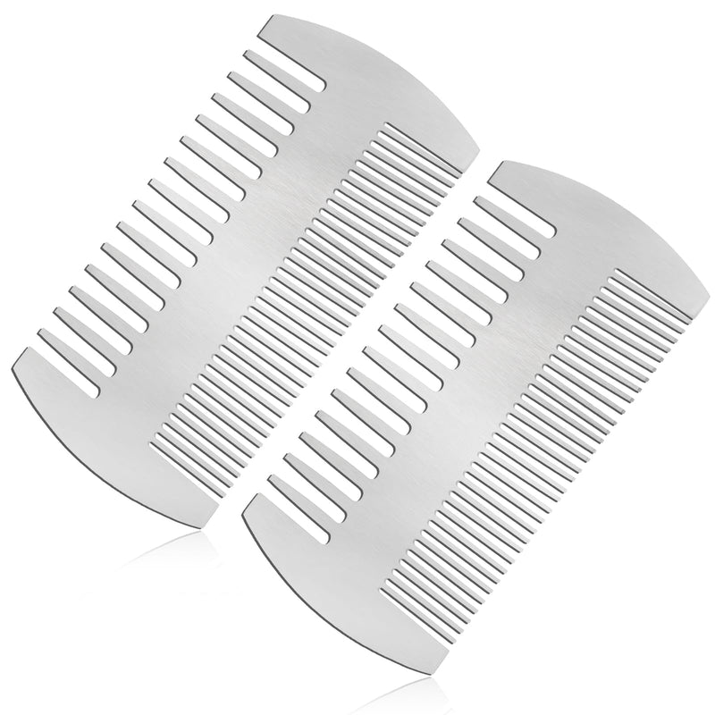 [Australia] - Aeaocvo 2 pieces metal comb and beard comb, stainless steel beard comb, 10 cm portable double-sided comb for men, women 