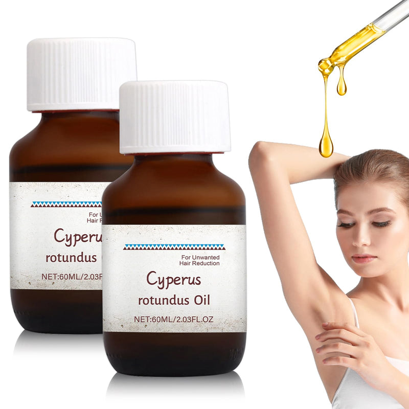 [Australia] - 2PCS Cyperus Rotundus Oil, 60ml*2 Essential Oils Cyperus for Hair Removal, Natural Pure Cyperus Oil Silky Hair Remover, for Reducing Body Hair Growth and Skin Care 