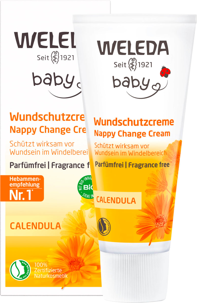 [Australia] - WELEDA Organic Baby Calendula Wound Protection Cream fragrance-free - natural cosmetic wound ointment/baby cream for protecting sensitive skin in the diaper area. Helps with redness, irritated skin & soreness (1x 75ml) 