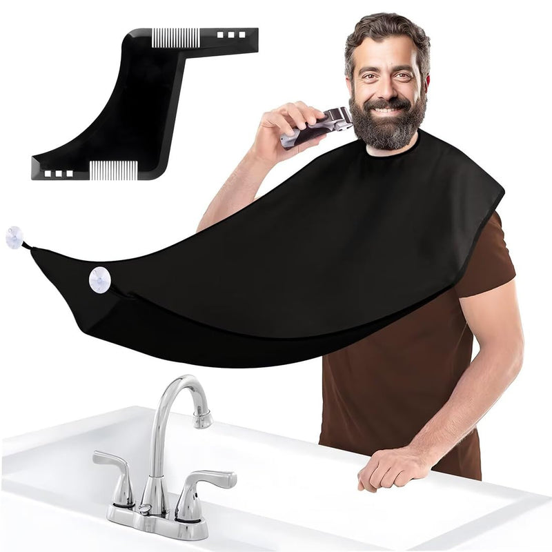 [Australia] - AVRUYPI Beard Apron for Beard Design with Beard Stencil, Bavoir de Rasage Barbe, Tablier de Barbe, for Barber, Hairdressing Salon, Gift for Husband Men 