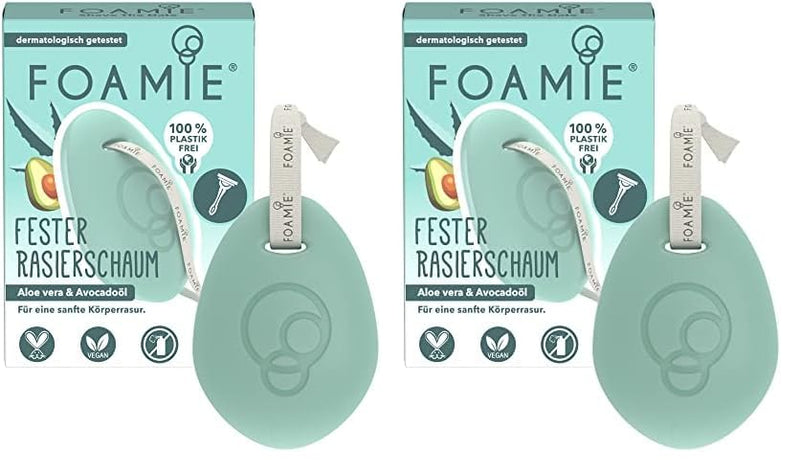 [Australia] - Foamie Solid Shaving Foam for Men and Women, Shaving Foam Aloe Vera & Avocado Oil for Gentle Body Shaving, Nourishing Shaving Cream to Protect the Skin During Wet Shaves (Pack of 2) 1 Piece (Pack of 2) 