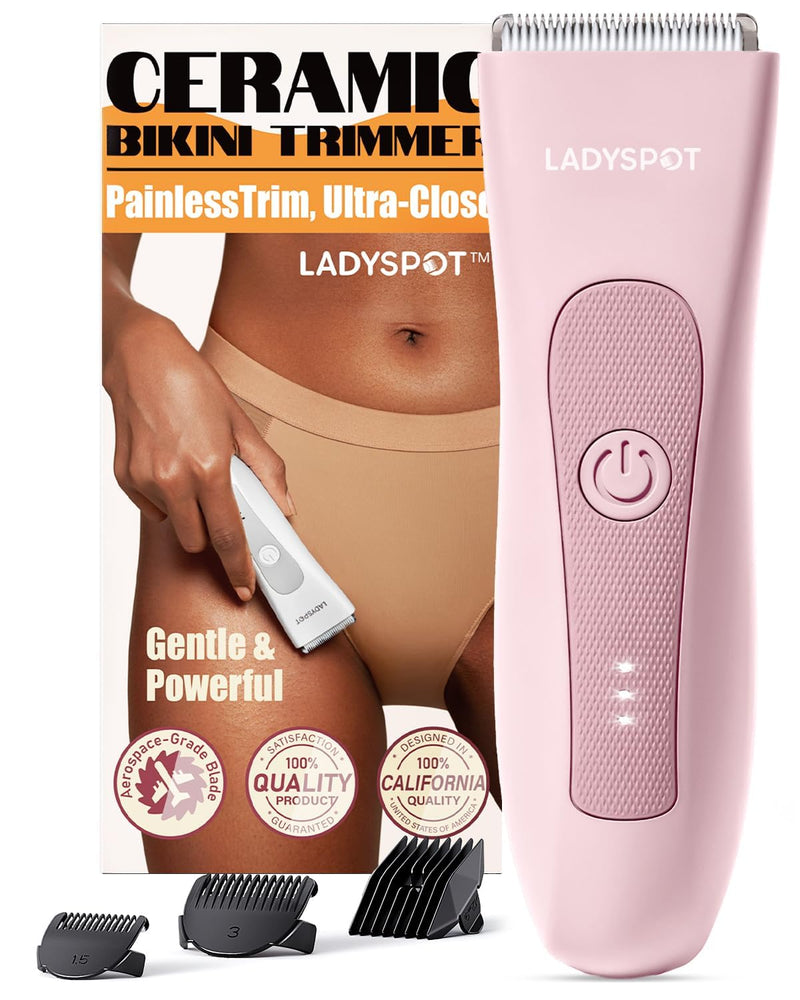 [Australia] - Intimate razor for women, women's electric razor, women's razor with 3 protection devices and replaceable ceramic blade heads, LADYSPOT™ razor women's intimate area women's care set sets (pink) pink 