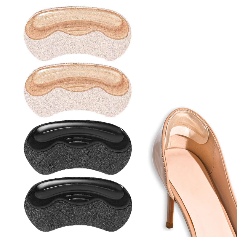 [Australia] - 2 pairs of anti-slip heel pads, heel grips, shoe pads, heel pads, shoe insoles, silicone heel protection, self-adhesive heel pads, anti-slip heel pads for shoes that are too large (beige + black) 