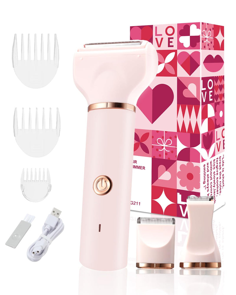 [Australia] - RAXMETRY Intimate Razor for Women, 3 in 1 Women's Electric Shaver, Women's Rechargeable Trimmer for Bikini Area, Armpits, Legs, Ipx7 Waterproof for Wet and Dry, Pink 