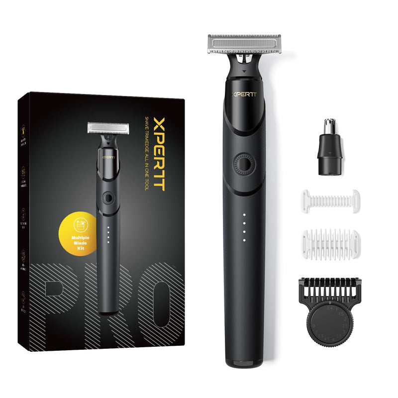 [Australia] - Xpert T Magnetic Shaver Men's Electric, Integrated Beard Trimmer with Nose Hair Trimmer, 12-in-1 Adjustable Trimming Attachment 2 Body Attachments, Unisex Body Hair Trimmer Intimate Razor Set, Black Xpert T-Solo 