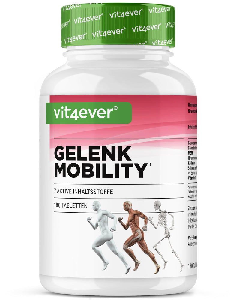 [Australia] - Joint Mobility - 180 tablets - High dosage with 7 active ingredients: Glucosamine + Chondrotin + MSM + Hyaluronic Acid + Collagen + Vitamin C + Black Pepper Extract 