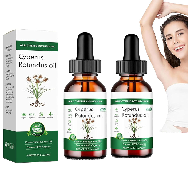 [Australia] - 2 pieces Cyperus Rotundus oil, pure Cyperus oil, natural Cyperus rotundus oil for hair removal, Cyperus rotundus oil hair removal, reduction of body hair growth (60 ml x 2). 