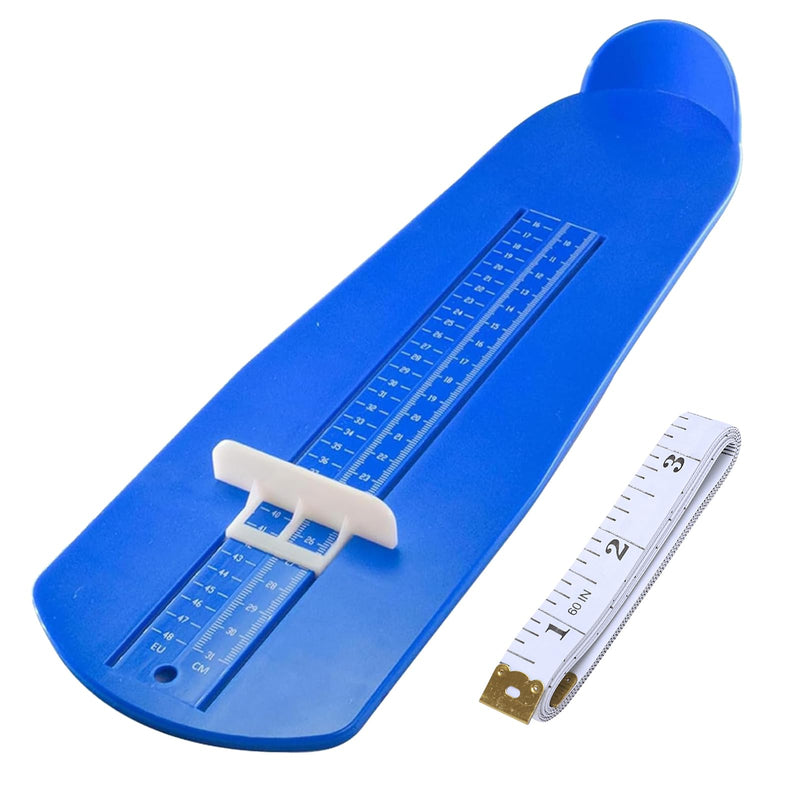 [Australia] - Foot measuring device, shoe size EU sizes 15-48, foot measuring device, shoe sizer for children, children's adult shoe measuring device, shoe size chart, for women and men children's feet, with tape measure, blue 