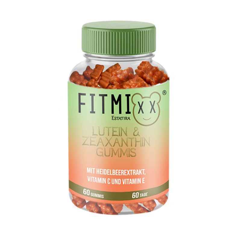 [Australia] - Fitmixx eye vitamins - 60 lutein zeaxanthin complex gummy bears with beta carotene, high-dose vitamin C - gummy bears vegan, lactose-free, sugar-free - eye vitamins - 100% natural 