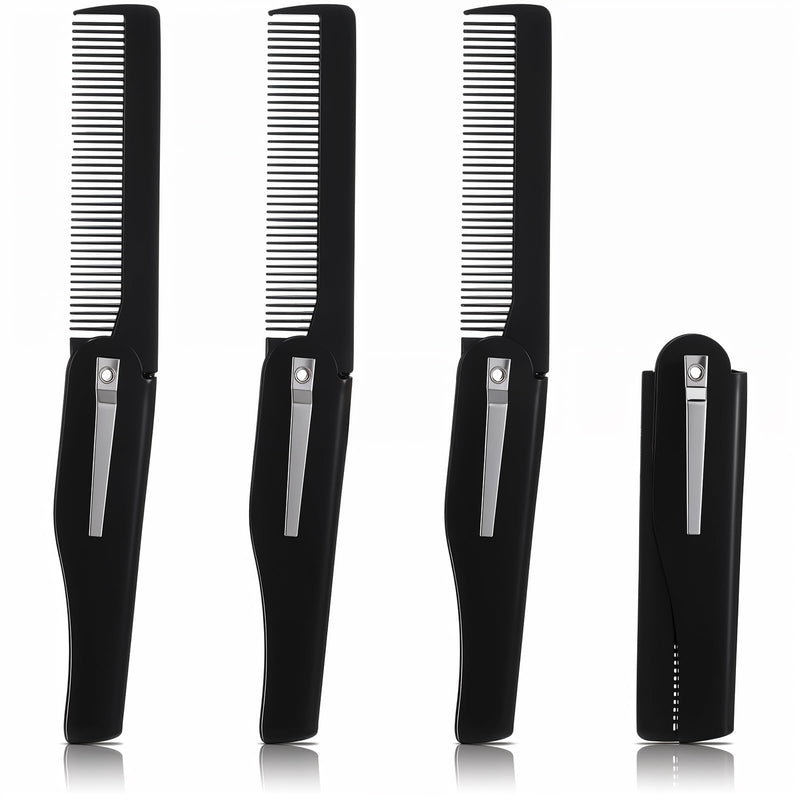 [Australia] - Tyqour Pack of 4 Folding Beard Combs for Men, Foldable Beard Comb, Mini Folding Comb, Portable Pocket Beard Comb for Hair, Mustache Comb, Pocket Comb for Men, Hair Styling Tool 
