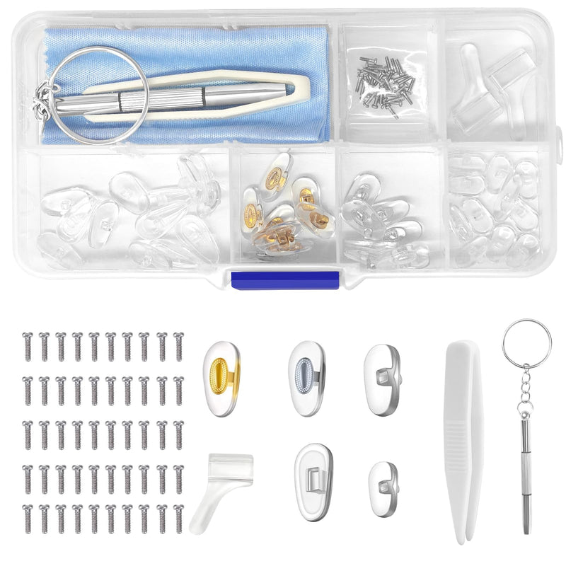[Australia] - Glasses nose pads silicone, 25 pairs of nose pads, glasses to plug in, 5 styles glasses nose pads, nose pads for glasses, with screws, tweezers and glasses cleaning cloths. Suitable for glasses repairs 