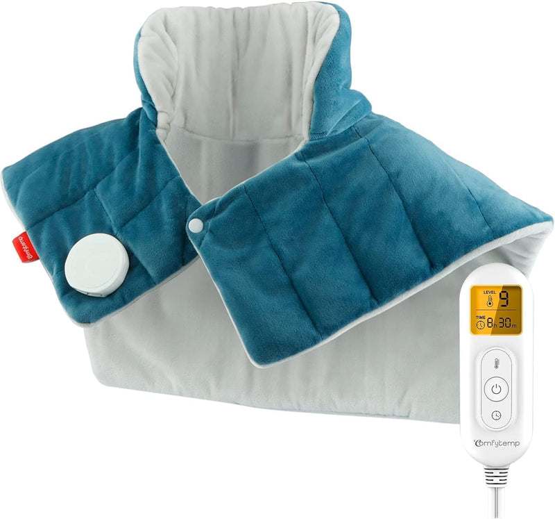 [Australia] - Comfytemp fully weighted heating pad for neck and shoulder with 9 heat levels 0.5-9h automatic switch-off, 1 kg neck warmer shoulder warmer washable heat pad 56x48cm electric heat cape 