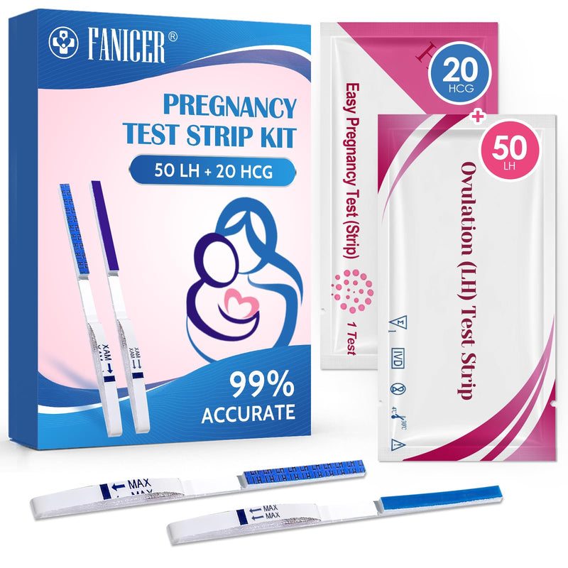 [Australia] - 50 ovulation test + 20 pregnancy test, sensitive desire to have children, fertility tests for ovulation, ovulation test strips for desire to have children, fertility test for women ovulation (50 LH + 20 HCG) 70 pieces (pack of 1) 