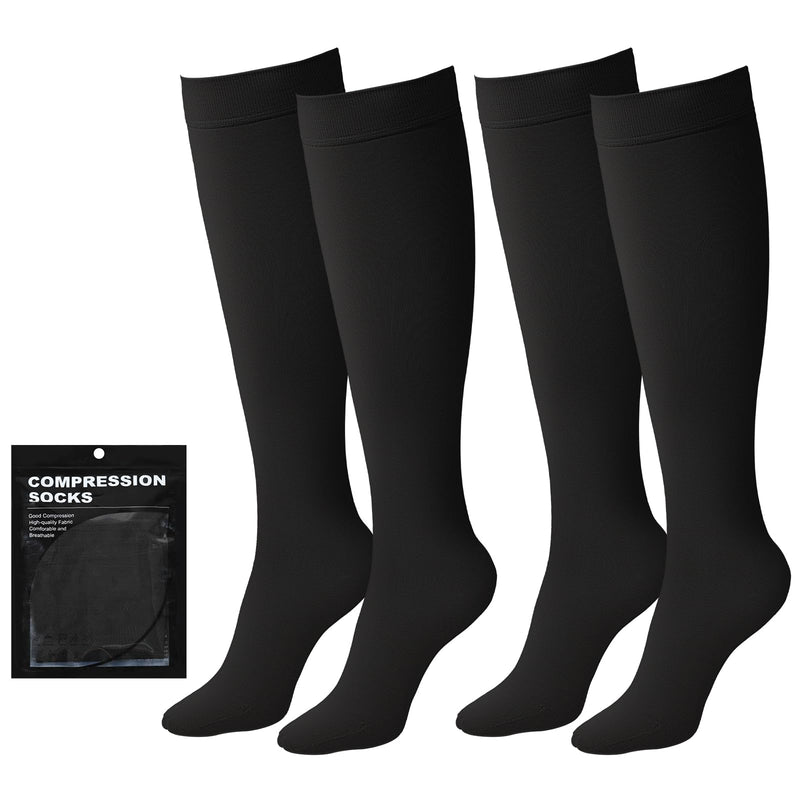 [Australia] - Evolyline 2 pairs of medical compression stockings for women and men, 20-30 mmHg, class 2, calves, closed toe area, support stockings, compression socks, thrombosis stockings, graduated support for edema, black, XXL 